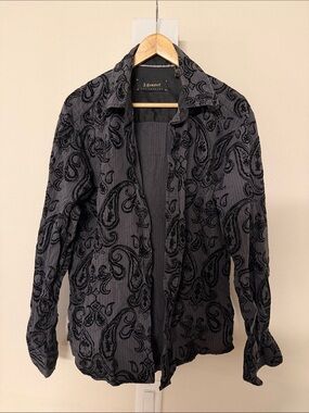 James Campbell Black and Charcoal Paisley Shirt B15